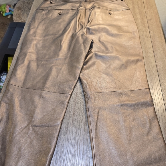 Sharon  Young Sz. 10 Bronze Leather Pants - Picture 2 of 11